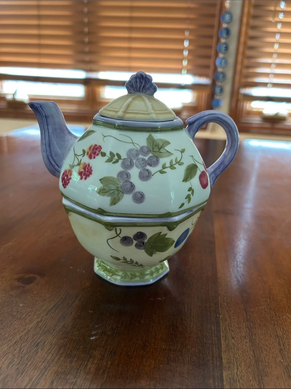 Sonoma Home Goods Hand-Painted Fruit Motif Porcelain Teapot
